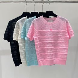 Frauen gestricktes Pullover T-Shirt Damen Kurzarm Mode gestrickt Top T-Shirt Hochqualität