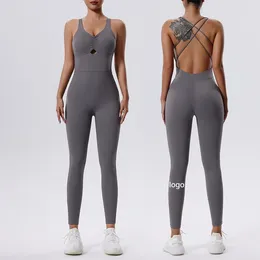 Active Shirts LO Summer Tight Fitting Exercise Yoga Jumpsuit Top Hip Lifting Integrated Quick Drying And Beautiful Back Suit