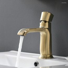 Bathroom Sink Faucets Basin Faucet Mixer Bath Brush Gold Brass Single Handle Hole Tap Grifo Lavabo Wash And Cold