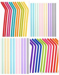 Silicone Straws 24 Styles Food Grade Fold Drinks Recycling Silicone Cocktail Straws Candy Colour Straw Party Supplies Straight Curv6793894