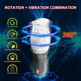 Rotating Sucking Masturbator for Men Male Adult Endurance Exercise Sex Toy Real Vagina Masturbation Penis Massage Glans Vibrator 240417