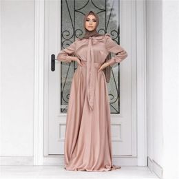 Ethnic Clothing Arabic Satin Women Muslim Abaya Plain Long Maxi Dress Turkish Islamic Party Dubai Robe Caftan Femme Musulmane Gown