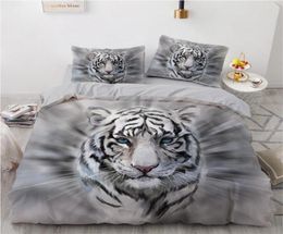 3D Bedding Sets Black Duvet Quilt Cover Set Comforter Bed Linen Pillowcase King Queen 203x230cm Size Animal Tiger Design Printed5170070