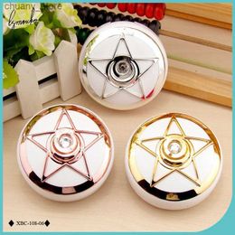 Sunglasses Cases Lymouko New Design Rose Gold Silver Pentagram ABS Portable Contact Lens Case with Mirror for Lady Gift Container Lenses Box Y240416