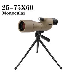 Powerful 2575X60mm Monocular Bird Watching Telescope Spotting Scope Long Range Spyglass BAK4 Prism HD Binoculars For Hunting 240408