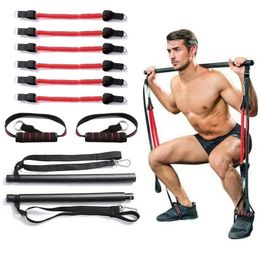Yoga Crossfit Resistance Band Set Pilates Stick Gym Exercise Muscle Power Tension Bar Pilates Bar Home Workout Fitness Equipment 240409