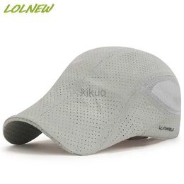 BCJY Berets Summer New Laser Perforated Breathable Thin Newsboy Hat Mens Adjustable Outdoor Golf Sunshade Sunscreen Beret Cap Adjustable d240418