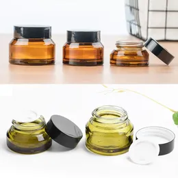 Storage Bottles 20pcs 15g 30g 50g Glass Amber Facial Cream Jar Empty Face Lotion Cosmetic Container Refillable Travel Sample Pots
