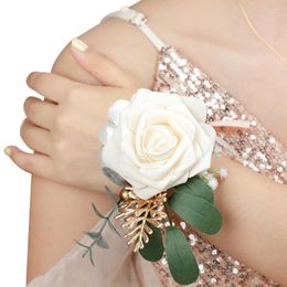 Decorative Flowers 4 Pcs Wrist Flower Bands Hand Bracelet Corsage Bride Bridal Wedding Supplies Silk Cloth Bridesmaid