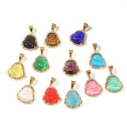 Pendant Necklaces Hip Hop Necklace Jewelry Chalcedony Maitreya High Quality Iced Out Buddha Gold Plated Drop Delivery Pendants Dhqeo