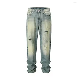 Men's Jeans Ripped Hole Washed Baggy Pantalones Hombre Pants Streetwear Vintage Frayed Ropa Y2k Casual Denim Trousers Oversized