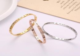 Roman numerals hollow stainless steel bracelet fashion 18K rose gold diamond bracelet titanium steel hollow ladies bracelet4271114