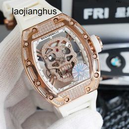 Milles Womens Watches Designer Richads Mile Inlaid Diamond Hollow Leisure Large Dial Automatic Movement Domestic Watch Full Skull Male Machine