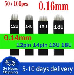 50100pcs NANO Black 016mm U SHape 12U 14U 16U 18U Microblading Needles for Permanent Makeup Supplies Manual Eyebrow Blades 2207183906396