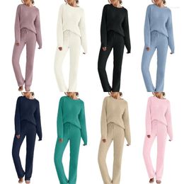 Women's Two Piece Pants Stylish And Warm Oversized Set Fashionable Sweater With Long Sleeve Tops N7YF