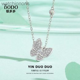 Luxury Top Grade Vancelfe Brand Designer Necklace S925 Sterling Silver Full Diamond Butterfly Necklace Female Collarbone Chain High Quality Jeweliry Gift