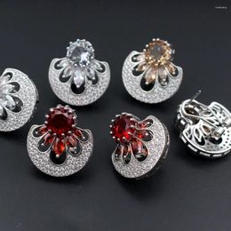 Dangle Earrings 6pair Colors Red Clear White CZ Zirconia Post Silver Plated Copper Studs For DIY Women Handmade Hanging On