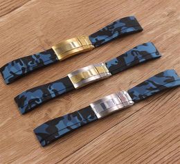 2021 Watch Accessories Waterproof Camo Rubber Silicone Strap 20mm Wristband Mens Band1238j3738280