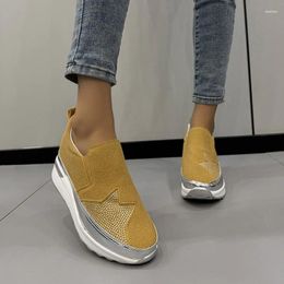 Casual Shoes Mid Slip-On Sneakers Solid Bling 2024 Ladies Spring/Autumn Breathable Women's Vulcanize Zapatos Deportivos