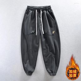 Men's Pants 400gsm Winter Thick Fleece Sweatpants For Men Fashion Patchwork Loose Tapered Jogger Velvet Thermal Casual Male Trousers