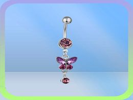 6 Colours mix Colours Belly Button Navel Rings Body Piercing Jewellery Dangle Accessories Fashion Charm Butterfly 20PcsLot2344556