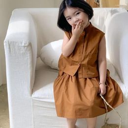 Clothing Sets 2024 Girls 2 Pcs Set Vest Long Pants Summer Cotton Fashion Kids Suits 1-7 Years WW528