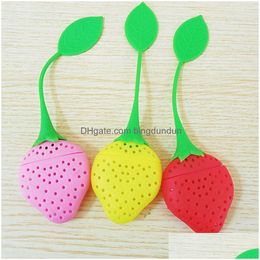 Tea Strainers Sile Lovely Stberry Shape Teas Infuser Home Coffee Vanilla Spice Philtre Diffuser Drop Delivery Garden Kitchen Dining Bar Dhfdu