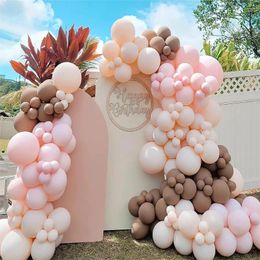 Party Decoration Double Retro Skin Balloons Garland Pink Brown Balloon Arch Kit Kids Birthday Baby Shower Decor Wedding Supplies