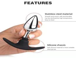 Massage 3 Size Silicone Handle Metal Anal plug Prostate Massager Female Masturbator Replaceable Base Butt Plug Pussy Sex Toys for 3843587