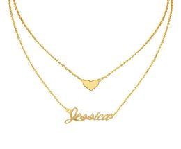 Personalised Name Spaced Necklace for Women Fashion Gift Birthday Customised Any Name Layers Chain pendant Necklace Jewellery Gold 2181931