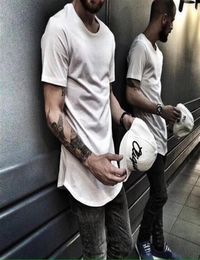 Fashion High quality t shirt Extended TShirt Men Summer Curved Hem Long line Hip Hop Tshirts Urban Blank clothes Mens Tee Shirts15484443