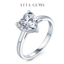 ATTAGEMS 20Ct 80mm Heart Shape Engagement Womens Ring Solitaire 925 Sterling Silver Diamond Rings Fine Jewellery 240417