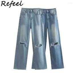 Women's Jeans Spring Summer Denim Women Pant Long Casual Blue Front Zipper High Waist Streetwear Female Chic Wide Leg Trousers Ladies