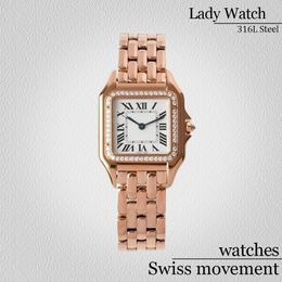 Designer ladies watch Wristwatches Swiss movement watches high quality watch diamond bezel Gold Strap 22 Or 27MM fashion Silver watchstrap Stainless Steel Watches