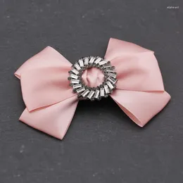 Bow Ties Women's Tie Pins British Korean Sweater Suit Shirt Accessories Collar Flowers Handmade Ribbon Rhinestones Brooch Clips