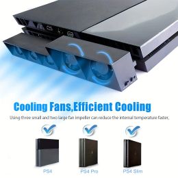 Speakers Cooling Fans Cooler USB External Cooler 5 Fan With Automatic Temperature Sensor for PS4/PS4 Pro/PS4 Slim Gaming Console