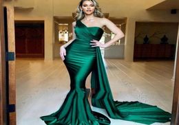Emerald Green Long Mermaid Evening Dresses Sexy One Shoulder Pleats Prom Party Gowns Bridesmaids Wear Custom Made5195067
