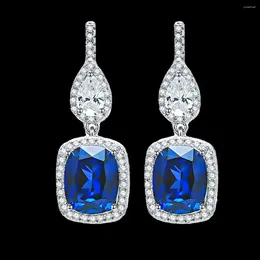 Stud Earrings Blue Treasure 925 Sterling Silver Inlaid Jewelry Light Luxury For Women's Engagement