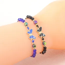 Link Bracelets Cute Animal Butterfly Multicolor Crystal Small Round Beads For Women Boho Rainbow Rope Bracelet Wristband Jewellery Gift