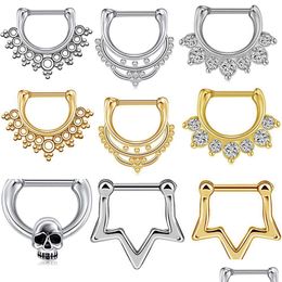 Nose Rings Studs Nose Rings Studs Stainless Steel Septum Clicker Ring Cartilage Helix Tragus Hoop Daith Earrings Hinged Segment Pier Dhkfm