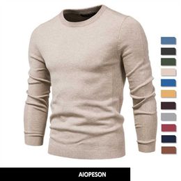 Mens Sweaters 2021 New Winter Thickness Plover O-Neck Solid Color Long Sleeve Warm Slim Sweater Pl Male Clothing G221010 Drop Delivery Otmcf