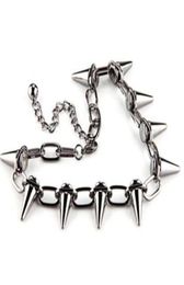 Vintage Silver Spikes Studs Rivets Punk Goth Necklace Pendant Charms Choker Collar Necklace Jewelry Fashion DIY Women Gifts9855670