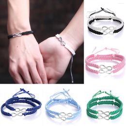 Charm Bracelets 2Pcs Fashion Black White Friendship Bracelet For Men Women Handmade Braided Rope Infinity Love Couples Jewelry