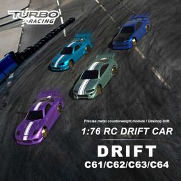 Diecast Model Cars TURBO racing C61 C62 C63 C64 C74 1/76 mini RC electric remote control model car drift racing adult tabletop toy J240417
