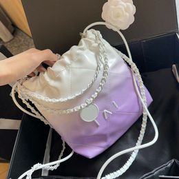 24P Gradient Mini Garbage Bag Ladies Designer Shoulder Bag 23Cm Coins Charm White Letters Hardware Matelasse Chain Leather Strap Cross Body Handbag Multi Colours 71