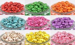 500pcs Mix Colour 12mm Skull Beads Charms Loose Beads Fit Bracelets Necklace9440359