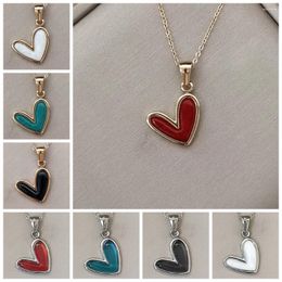 Pendant Necklaces Fashion Women's Instagram Versatile Stainless Steel Love Dropped Oil Peach Heart Light Luxury Necklace