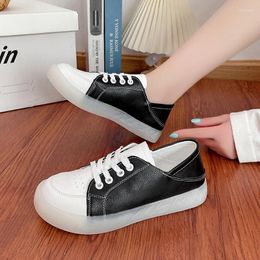 Dress Shoes 2024 In Casual Classic Solid Colour PU Leather Woman White Sneakers