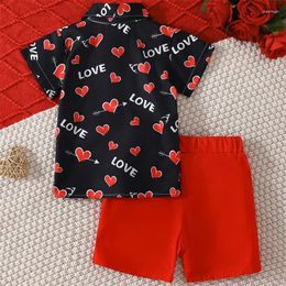 Clothing Sets Baby Boy Valentines Day Outfit 1-5T Heart Print Bowtie Short Sleeve Shirts Tops And Shorts Cute Clothes For Toddler