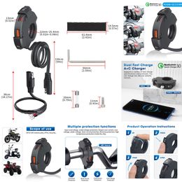 New Mostar New Motorcycle Charger 12V-24V Fast Charging Motorbike Handlebar Mounting Bracket 48W USB C Power Adapter Waterproof